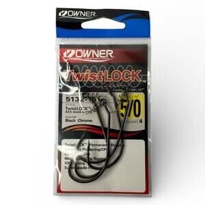 OWNER TwistLock Bass Hooks Open Gap Centering Pin Spring Size 4/0 4pcs